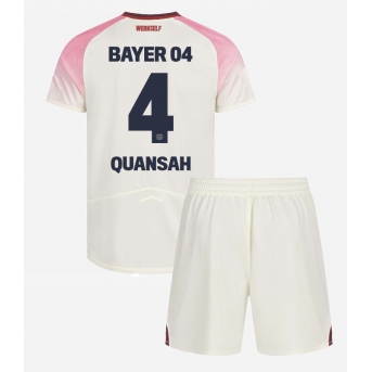 Billige Fotballdrakt Bayer Leverkusen Jarell Quansah #4 Replika Bortedraktsett Barn 2025-26 Kortermet (med bukser)